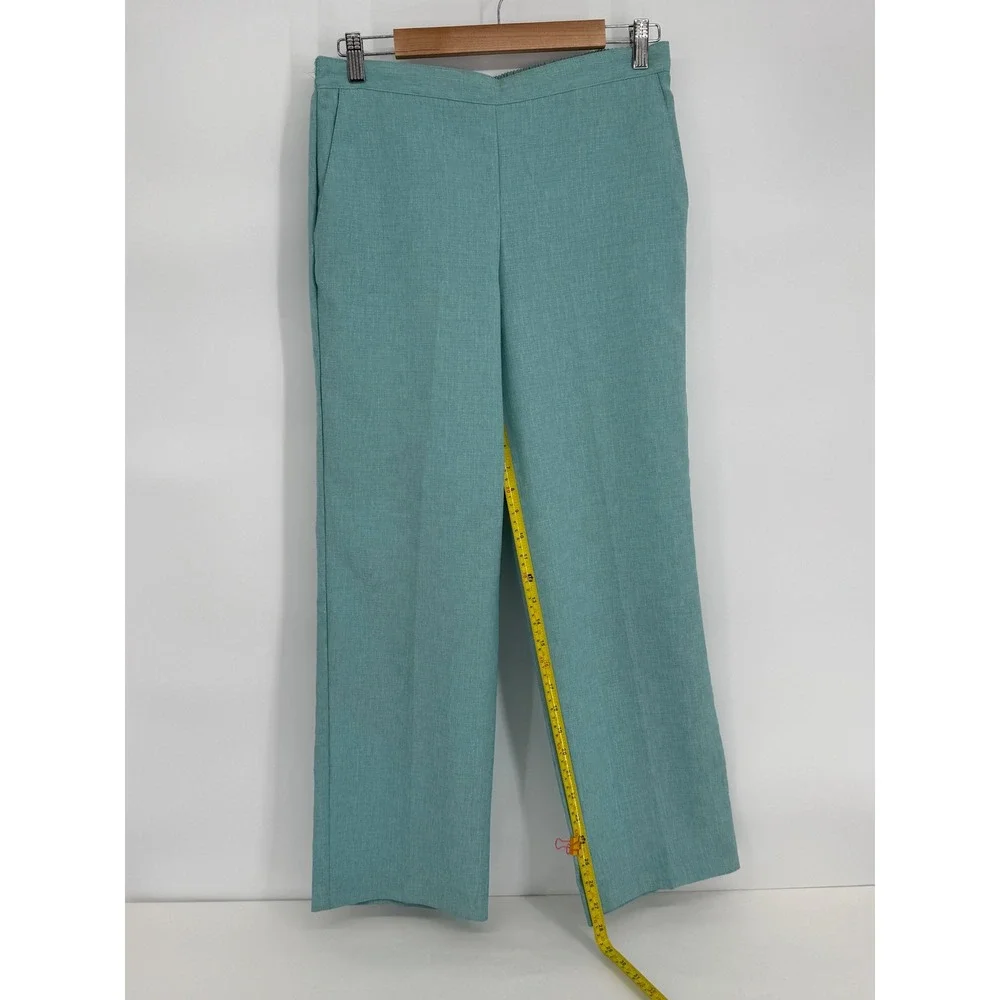 Alfred Dunner Womens Sz 10 Seafoam Green Textured Pull On Straight Leg Pants